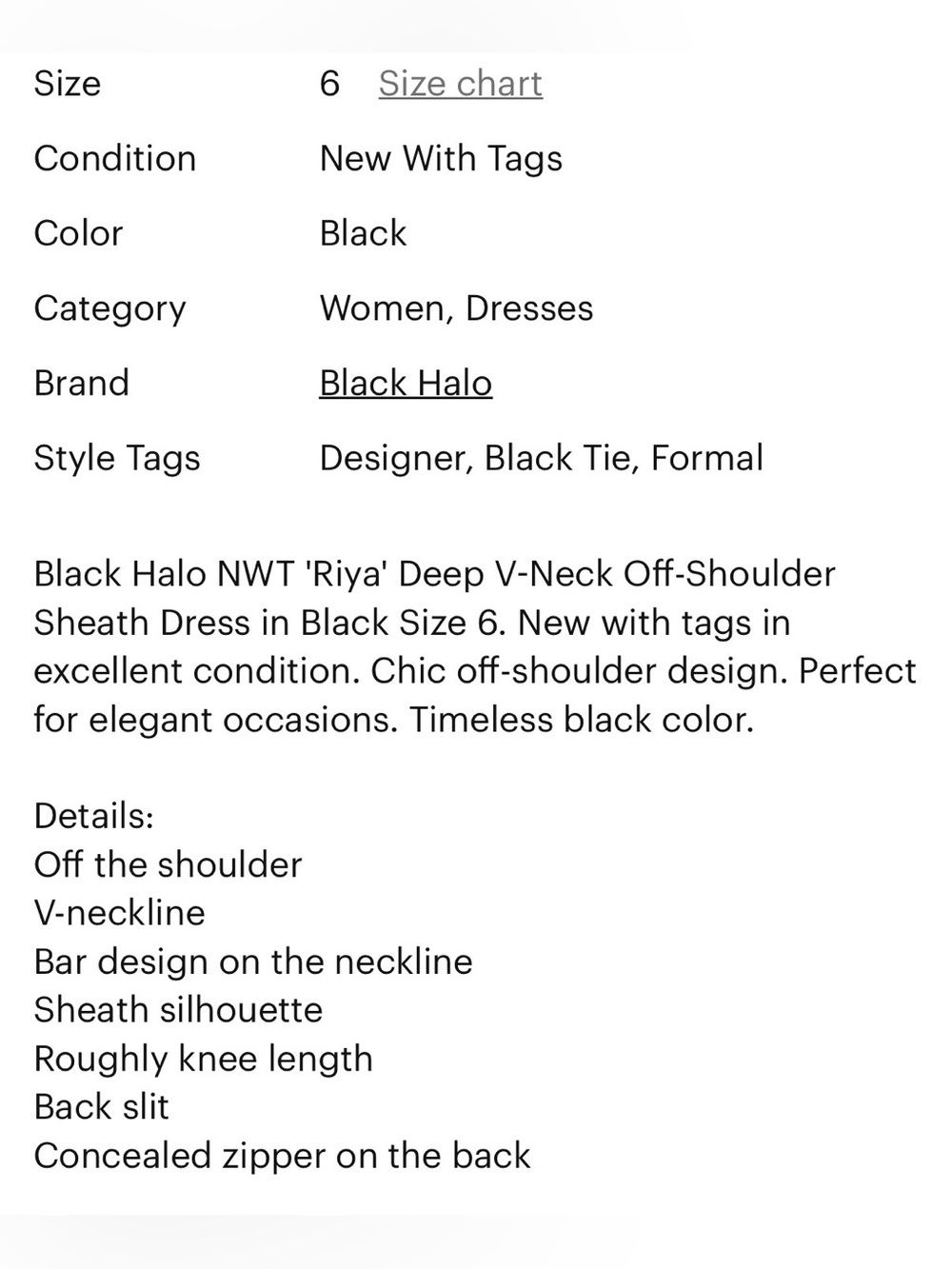 New nwt Perfect Black Halo Riya Off-The-Shoulder Sheath Dress 6 - Picture 5 of 8
